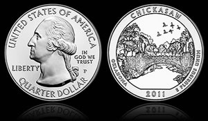 Chickasaw National Recreation Area Five Ounce Silver Uncirculated Coin