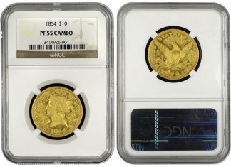 Only Known Proof 1854 $10 Gold Eagle Coin Certified by NGC Proof 1854 $10 Gold Eagle Coin