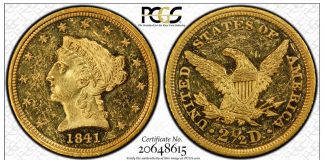 Circulation Strike 1841 Quarter Eagles from Philadelphia Mint Recognized by PCGS circualtion strike 1841 Quarter Eagle PCGS MS61