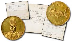 1916 Chinese Dragon Gold Dollar and U.S. Mint Receipts
