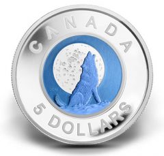 2012 $5 WOLF MOON SILVER AND NIOBIUM COIN