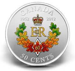 2012 50-CENT ROYAL CYPHER DIAMOND JUBILEE SILVER-PLATED COIN