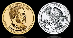 US February Coin Production: 2012 Arthur $1’s, El Yunque Quarter Mintages Scarcest 2012 Chester $1 Coin and El Yunque Quarter