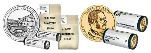 US Mint Chaco Culture Quarter and Chester Arthur Dollar Coin Products