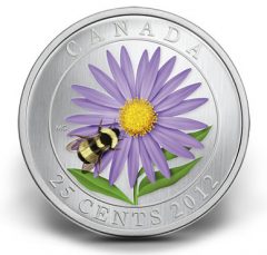 2012 25-Cent Aster with Bumble Bee Coloured Coin