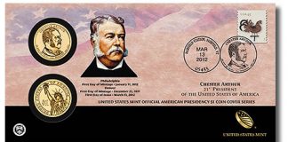 Chester Arthur Presidential $1 Dollar Coin Cover Available 2012 Chester Arthur Presidential Dollar Coin Cover