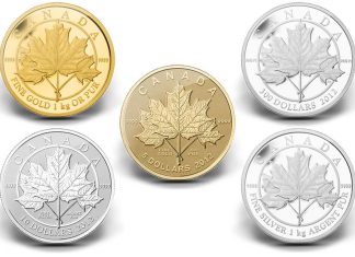 2012 Maple Leaf Forever Coins in Platinum, Gold and Silver 2012 Maple Leaf Forever Coins