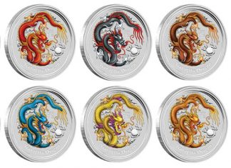 2012 Year of the Dragon Silver Coin Set Features 10 Coins 2012 Year of the Dragon Silver Coins