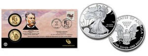 US Mint 2012 Proof Silver Eagle and Chester Arthur $1 Coin Cover