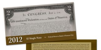 BEP to Offer 2012 $2 Single Notes from Kansas City Bank 2012 $2 Single Note