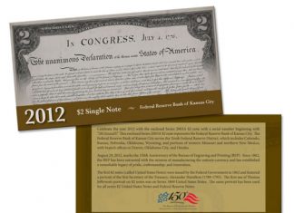 BEP to Offer 2012 $2 Single Notes from Kansas City Bank 2012 $2 Single Note