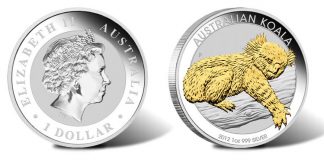 2012 Australian Koala 5 Oz and Gilded Silver Coin Issues 2012 Australian Koala Gilded Silver Coin