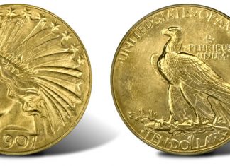 $3M Rolled Edge 1907 Eagle at Long Beach Coin Show in May-June 2012 Rolled Edge 1907 Eagle