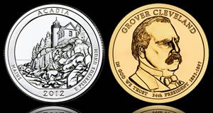 US May Coin Production: New Acadia Quarter, 2012 Presidential $1 Mintages Acadia Quarter and 2nd Term Grover Cleveland Presidential Dollar