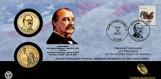 Grover Cleveland (First Term) Presidential $1 Coin Cover on Sale Grover Cleveland (First Term) Presidential $1 Coin Cover