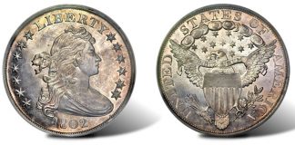 Rare Proofs Anchor Heritage’s US Coin Auction in Philadelphia 1802 $1 PR65 Cameo PCGS. CAC. B-8, BB-302, High R.7