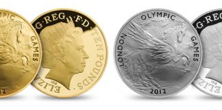 London 2012 UK 5 Oz Gold, Silver Proof Coins Available London 2012 UK 5 Oz Gold and Silver Proof Coins