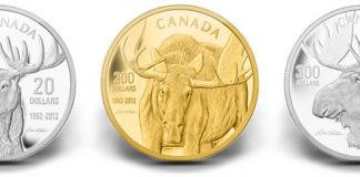 New Canadian 2012 Collector Coins Released for Summer Robert Batmen Desinged Moose Coins in Silver, Gold and Platinum