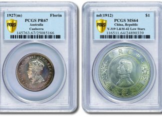 PCGS-Certified Coins in Monetarium Singapore Auction 1927 Australia proof Florin and 1912 China Sun Yet-Sen $1