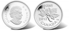 2012 Maple Twig Design (1937-1966, 1968-2012) 1 Cent Silver Coin