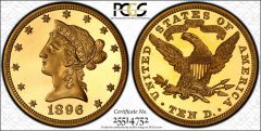1896 PCGS PR66+ DCAM CAC $10