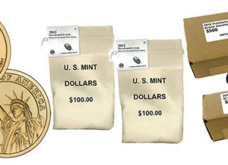 Grover Cleveland’s Second Term Presidential $1 Coin Available Grover Cleveland (Second Term) Presidential $1 coin, rolls, bags and boxes