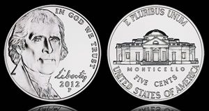 US Mint Coin Production Retreats in November 2012 2012-P Jefferson Nickel