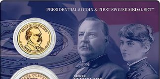 Second Term Cleveland Presidential $1 Coin & First Spouse Medal Set Second Term Cleveland Presidential $1 Coin & First Spouse Medal Set