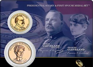 Second Term Cleveland Presidential $1 Coin & First Spouse Medal Set Second Term Cleveland Presidential $1 Coin & First Spouse Medal Set