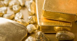 Gold Edges Higher, Silver Gains 20.5 Cents Three Gold Bullion Bars and Nuggets