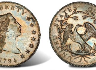 The Cardinal Collection Crosses Block Jan. 24 in Americana Sale 1794 Flowing Hair Silver Dollar