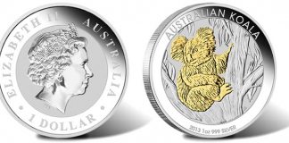 2013 Australian Koala Gilded Edition Silver Coin Available 2013 Australian Koala Gilded Edition Silver Coin