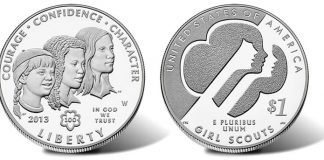2013 Girl Scouts of the USA Centennial Silver Dollars, Images and Prices 2013-W Proof Girl Scouts of the USA Centennial Silver Dollar