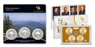 US Mint Sales: Quarters, Dollar Coins and Sets in Focus 2013 White Mountain Quarters Three-Coin Set and 2013 Presidential Dollar Proof Set