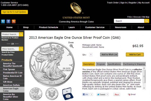 New US Mint 2013 Product Page