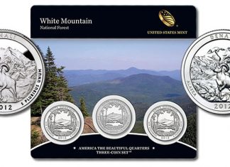 White Mountain National Forest Quarters Three-Coin Set Available White Mountain National Forest Quarters Three-Coin Set