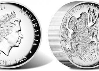 2013 Australian Koala 5 Oz Silver Proof Coin in High Relief 2013 Australian Koala 5 oz. High Relief Silver Proof Coin