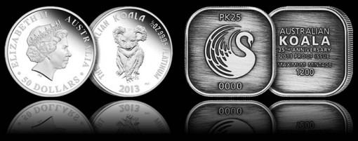 25th Anniversary Platinum Koala Coin and Silver Medallion Set