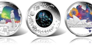 Aurora Australis, Opal Kangaroo and Sydney Opera House Silver Coins Aurora Australis, Opal Kangaroo and Sydney Opera House Silver Coins