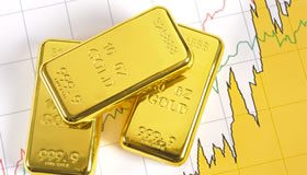Gold Eases Slightly, Silver Prices Rise 11.7 Cents Chart and 3 Gold Bars