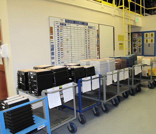 San Francisco Mint Coin Production Photos Blank staging area in Coining Press Room