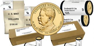 Theodore Roosevelt Presidential $1 Coins in Rolls, Bags and Boxes 2013 Theodore Roosevelt Presidential $1 Coins Rolls, Bags, Boxes