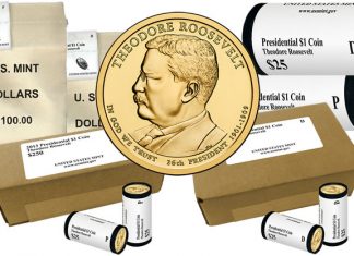 Theodore Roosevelt Presidential $1 Coins in Rolls, Bags and Boxes 2013 Theodore Roosevelt Presidential $1 Coins Rolls, Bags, Boxes