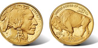 2013-W $50 Proof American Gold Buffalo Released 2013-W $50 American Buffalo One Ounce Gold Proof Coin