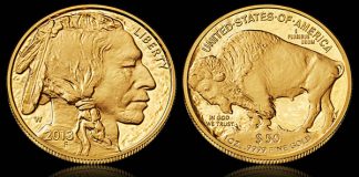 2013-W Reverse Proof American Buffalo Gold Coin for Centennial 2013-W Proof American Buffalo Gold Coin