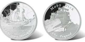 Flying Dutchman & Pequod Coins Start Ships That Never Sailed Series Flying Dutchman and Pequod Silver Proof Coins