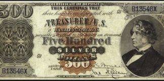 1891 $1,000 Marcy Silver Certificate Sold for Record $2.6 Million 1880 $500 Silver Certificate