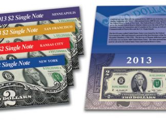 2013 $2 Single Note Collection Includes Four Banknotes 2013 $2 Single Note Collection