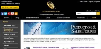 US Mint Sales: New Reporting, Great Basin Quarters Debut Screen Shot of New Sales Reporting Section on US Mint Website