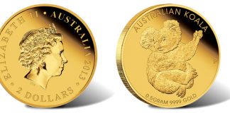 Australian Mini Koala 0.5g Gold Coin for 2013 2013 Australian Mini Koala 0.5g Gold Coin